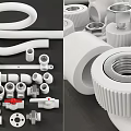 Modern pipeline three-way ball valve water pipeline hardware combination water supply and drainage pipeline elbow joint combination 3d model