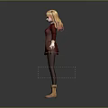 Anime Character With Blonde Pigtails Red Coat Short Skirt And Boots Standing Pose