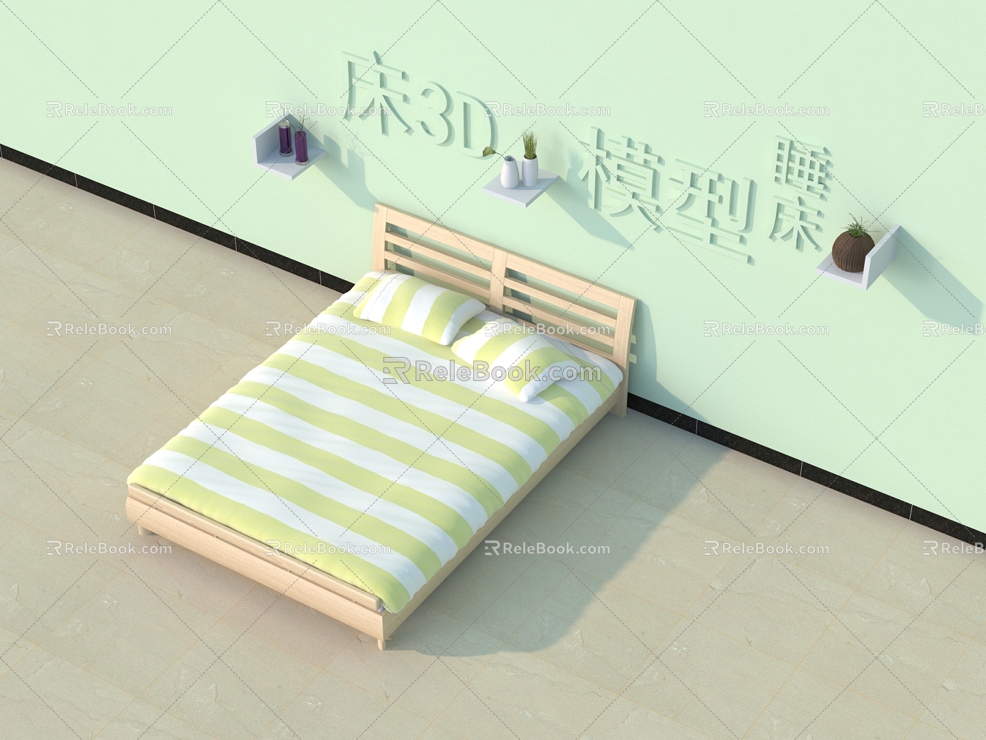 Modern Double Bed 3d model