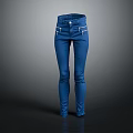 Blue Slim Fit Pants With White Stitching Detail For Fashionable Look
