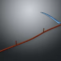 Practical Long Handle Tool Equipment With Red Shaft And Blue Curved Blade