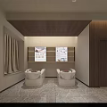 Elegant Beauty Hair Salon Interior Design With Stylish Chairs And Wooden Reception Desk