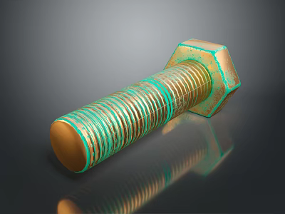 Durable Shiny Metallic Hardware Tool Bolt With Hexagonal Head And Threaded Shaft 3d model