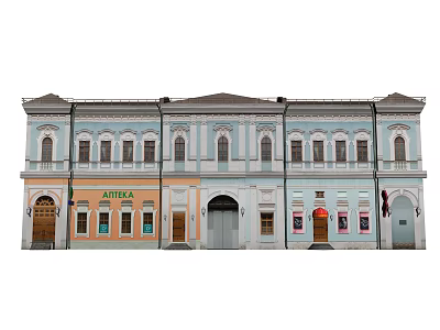 European-style commercial street frontage residential building 3d model