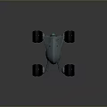 Futuristic Silver Metallic Robotic Vehicle With Four Large Wheels And Top Antennas