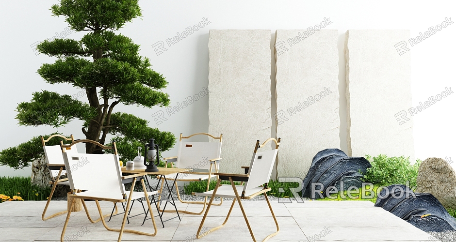 Modern courtyard landscape sketch model