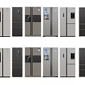 Modern Refrigerator Models With Various Door Designs Digital Displays And Multiple Styles 3d model