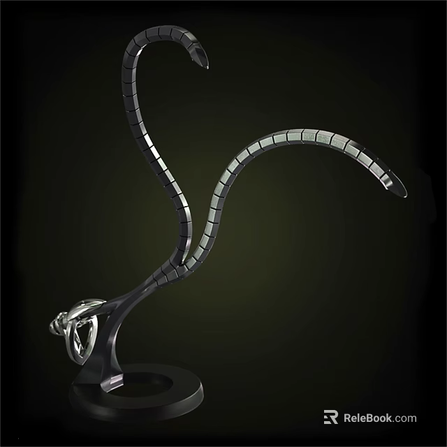 Modern Table Lamp With Flexible Curved Arm And Metallic Base Design 3d model 