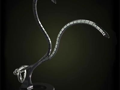 Modern Table Lamp With Flexible Curved Arm And Metallic Base Design 3d model
