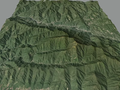 3D Terrain Model Displaying Mountainous Landscape With Green Vegetation And Elevation Details 3d model