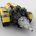 Building Block Yellow Tank Model With Tracks Black Cannon And Spiked Front