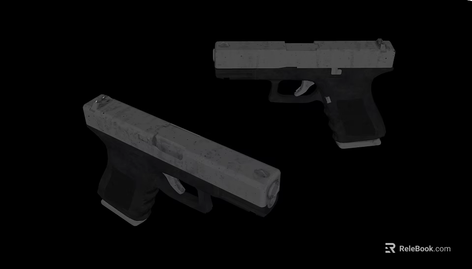 Two Modern Tactical Pistols With Sleek Metal Design And Black Grip Details 3d model 