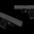 Two Modern Tactical Pistols With Sleek Metal Design And Black Grip Details