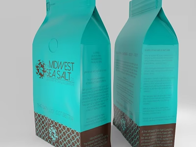 Teal Midwest Moca Salt Packaging With Decorative Patterns And Brown Grid Base 3d model