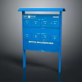 Russian Post Blue Mailbox Cabinet With Multiple Compartments And Open Dossier Sections 3d model