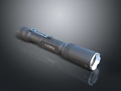 High Quality Fenix Black Flashlight With Clip And Reflective Surface For Daily Use 3d model