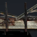 Old Rusty Double Bed Wooden Frame With Broken Planks And Metal Parts