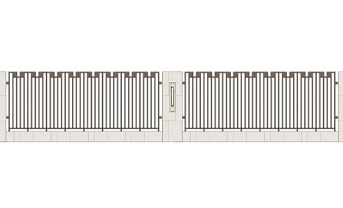 Modern fence, fence, landscape wall, retaining wall, fence, lamp fence, standard section 3d model