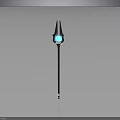 Mystical Trident Weapon Design With Blue Glowing Gem And Black Handle