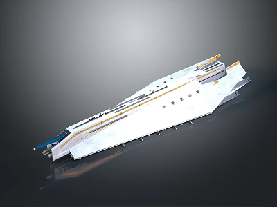 Sleek Modern Luxury Yacht Exterior With White Hull Yellow Accents And Streamlined Design 3d model