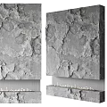 Gray Textured Stone Fireplace Design With Modern Style And Natural Surface 3d model