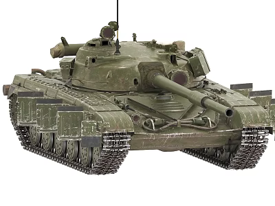 Classic Detailed Green Military Tank Model With Tracks Cannon And Turret 3d model