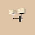 Stylish Wall Lamp With Two Square Beige Lampshades And Black Frame