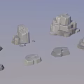 3D Rock Models With Various Shapes And Gray Tone For Design Projects 3d model
