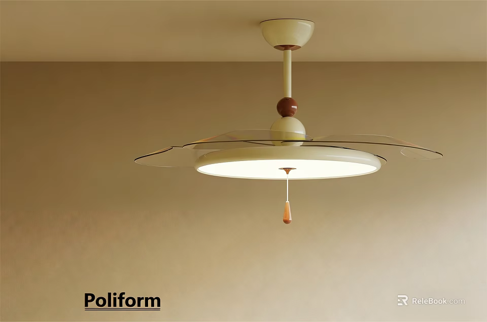 Stylish Poliform Modern Chandelier With White Glass Shade And Metal Details 3d model 