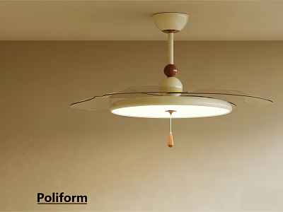 Stylish Poliform Modern Chandelier With White Glass Shade And Metal Details 3d model