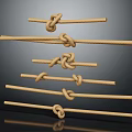 Various Rope Knots Displayed On Different Lengths Of Natural Fiber Ropes