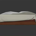 Mattress Display With White Sheet Cover And Wooden Base Structure Design