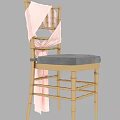 Elegant Leisure Chair With Gold Frame Pink Ribbon And Gray Cushion