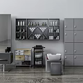 Functional Salon Commercial Equipment With Lockers Mirror Shelves Chair And Basin