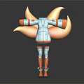 Blue And White Jacket With Orange Cuffs Shorts Orange Boots And Yellow Wing Decorations
