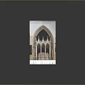 Gothic Architectural Model Featuring Pointed Arch Ornate Carvings And Stained Glass Windows