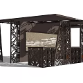 Modern Industrial Metal Frame Pavilion With Sloped Roof Transparent Covering And Supporting Pillars