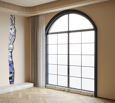 French floor-to-ceiling windows 3d model