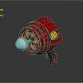 Red Gun Shaped Weapon With Copper Internal Structure White Circular Component And Yellow Light 3d model
