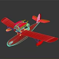 Red Biplane Model With Open Cockpit And Shiny Retro Design Features 3d model