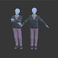 Elderly Women With White Hair Wearing Black Tops And Purple Pants In Different Poses