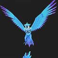 Mythical Flying Creature With Blue And Purple Wings Crown On Head And Ice Crystal Decorations