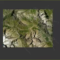 Detailed 3D Mountain Landscape Featuring Green Vegetation White Rocks And Natural Terrain