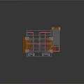 Roofed Industrial Metal Structure With Red Pillars Platform Staircase And Pedestals