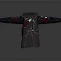 Medieval Leather Armor Coat With Red Accents And Silver Chains 3d model