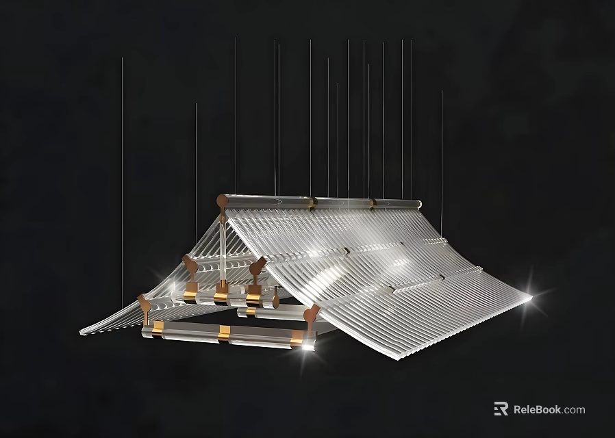 Unique Shaped Pendant Light Featuring Modern Geometric Metallic Frame And Illuminated Design 3d model