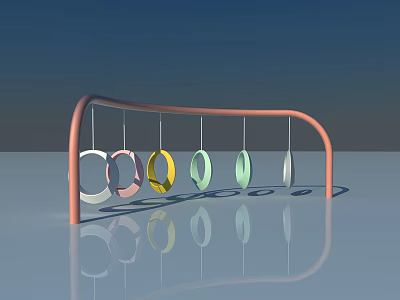 Outdoor Playground Equipment With Arched Frame And Colorful Hanging Rings 3d model