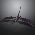 Mythical Dragon Creature Model With Purple Wings And Skeletal Structure