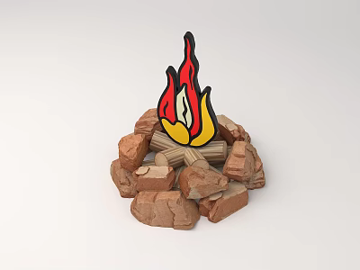 firepile meichen campfire campfire camping campfire stake stone rock camping 3d model