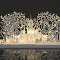 Intricate Paper Cut Art Design With Castle Trees Lighting And Reflection 3d model